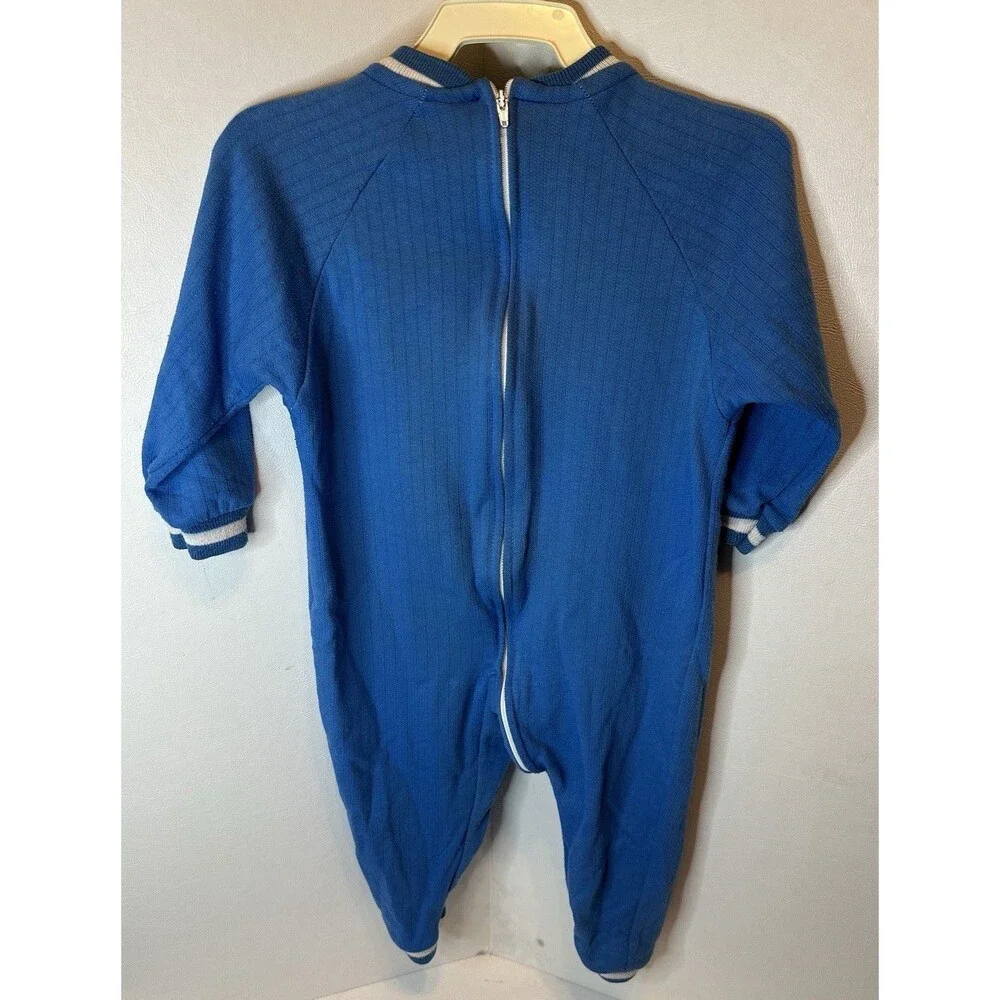 Vintage 90s Carters Toddler Boys Romper Blue Rap Kat One Piece Size 24 Months